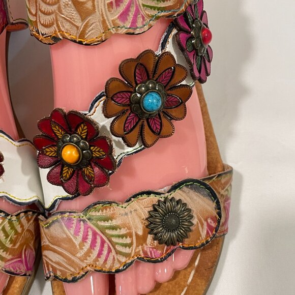L'ARTISTE "Samore" Slingback Flower Embellished Sandal Floral Multi Size 9.5/10 - Picture 3 of 12